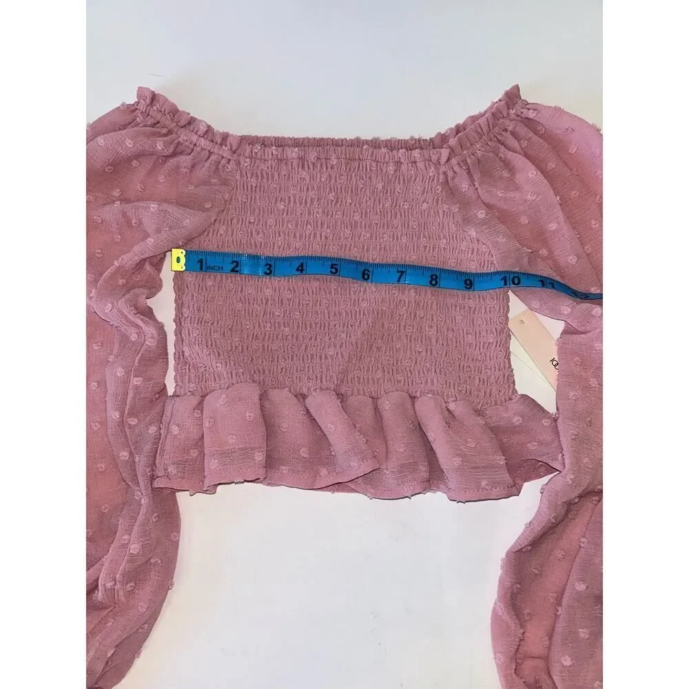Aqua Girls Pink Swiss Dot Smocked Shirt‎ Size M 9/10